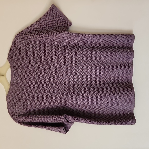 Alfred Dunner Textured Purple Short Sleeved Sweater Size MP - Picture 2 of 6